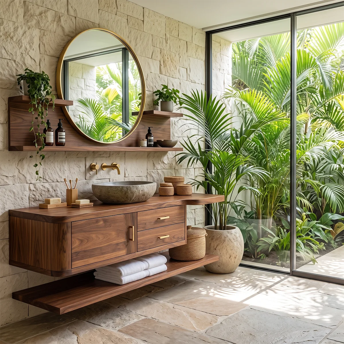 Floating Bathroom Vanity with Drawers & Lower Shelf | Modern Wall Mounted Vanity TT006-1NHY8EM