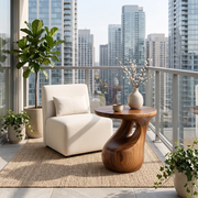 Sculptural Arch Wood End Table | Round Open Pedestal Side Table TT006-7OSO6IW