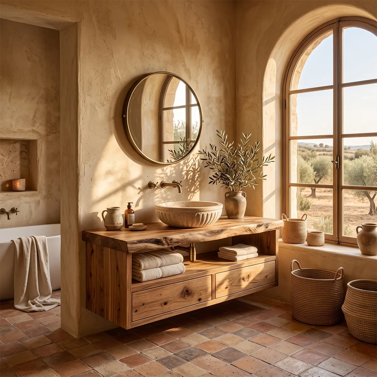 Floating Bathroom Vanity with 2 Drawers & Open Shelf | Modern Wall-Mounted Vanity TT006-4QKW7RF