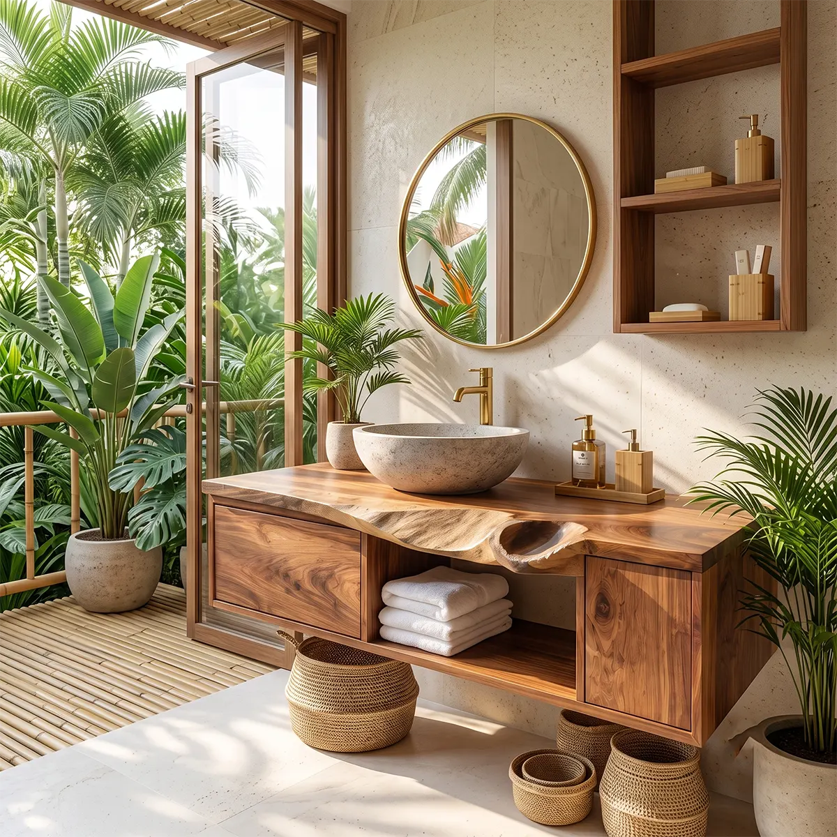 Live Edge Floating Bathroom Vanity | Wall Mounted Vanity with Storage TT006-8ARX9GC