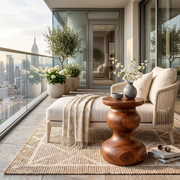 Sculptural Double Gourd Wood End Table | Round Pedestal Side Table TT006-3BUA5AI