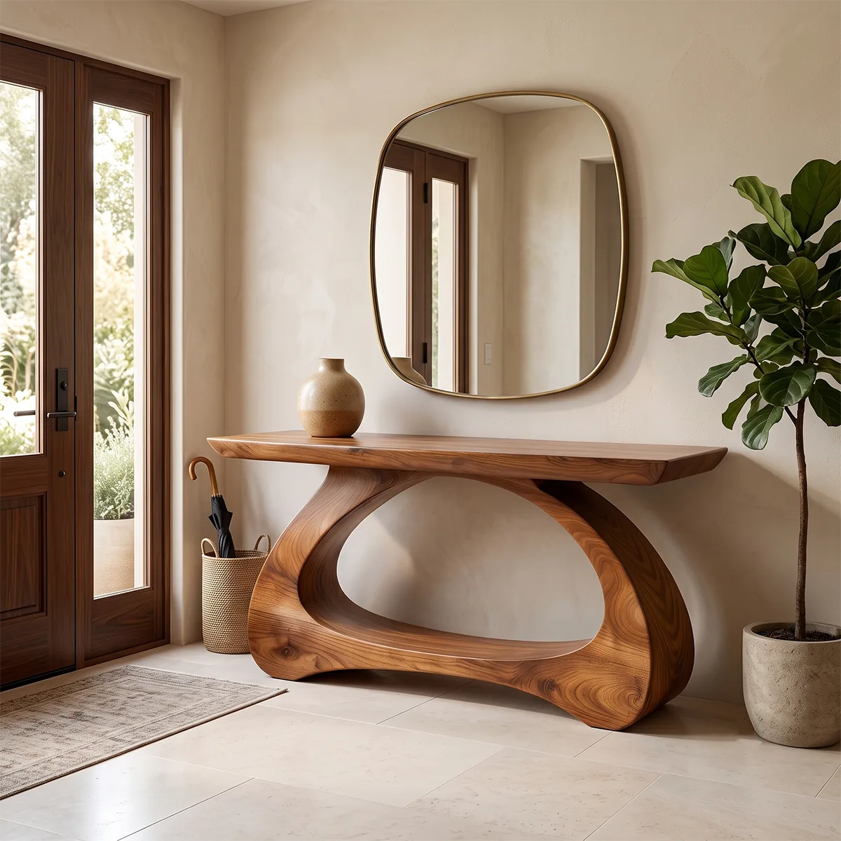 Modern Organic Console Table | Sculptural Entryway Hallway Sofa Table TH003-2093
