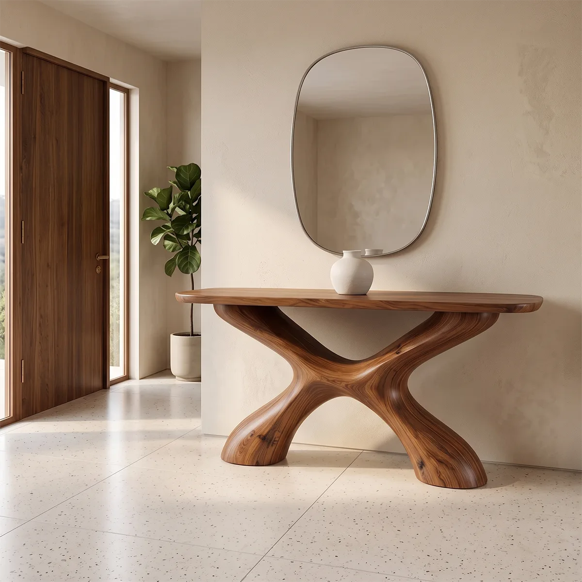 Modern Organic Console Table | Sculptural Entryway Hallway Accent Table TH003-7169