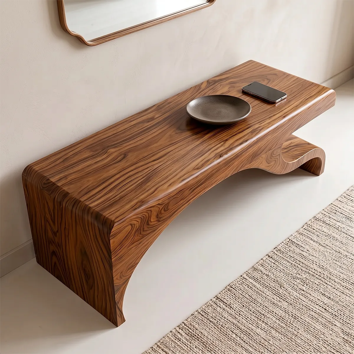 Organic Modern Solid Wood Entryway Bench