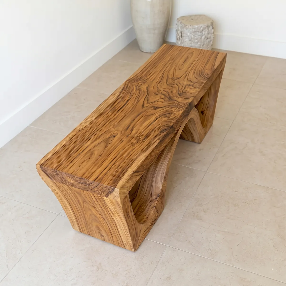 Handcrafted Organic Solid Wood Entryway Bench for Modern Hallway and Living Room
