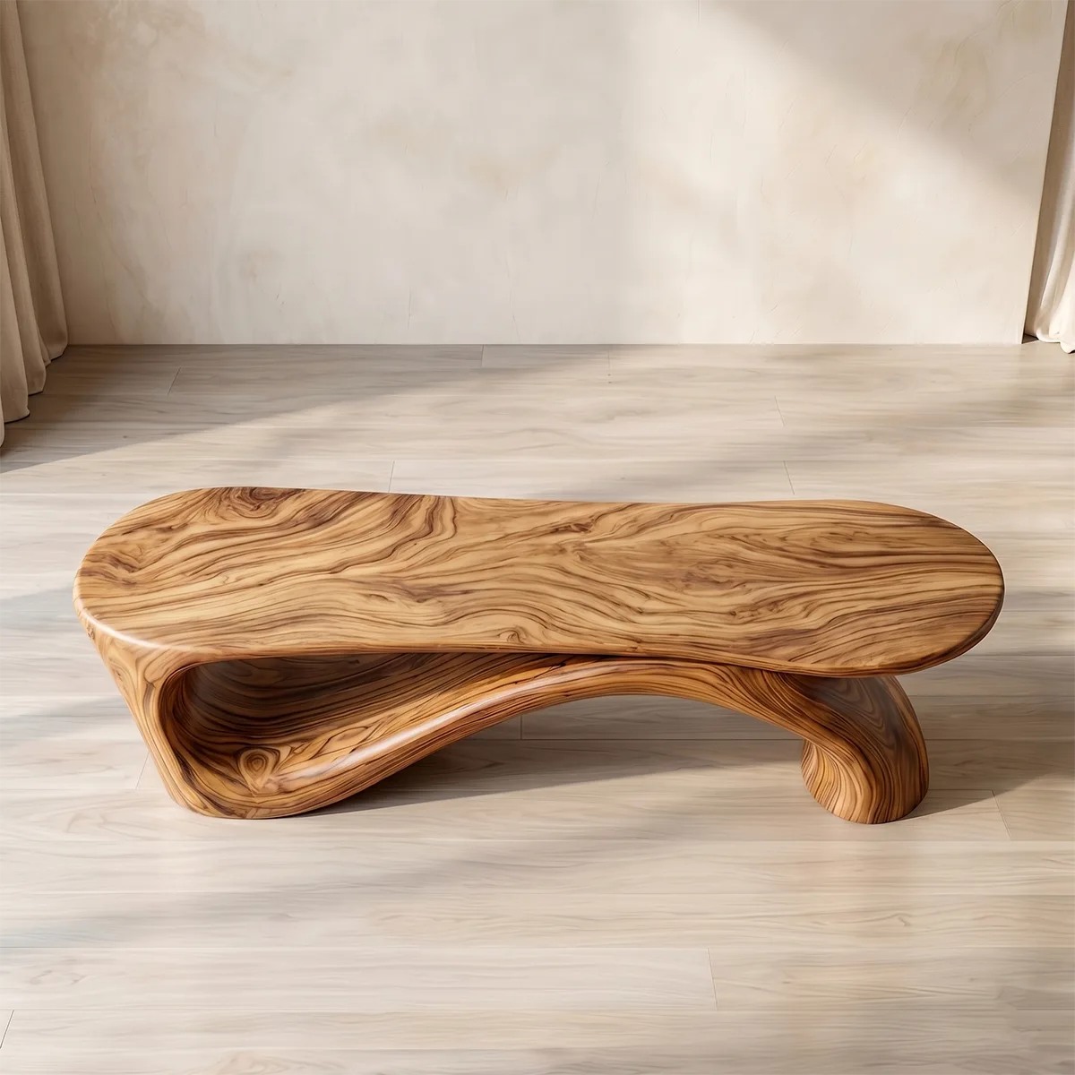 Handcrafted Organic Solid Wood Bench for Luxury Modern Entryway and Hallway Decor