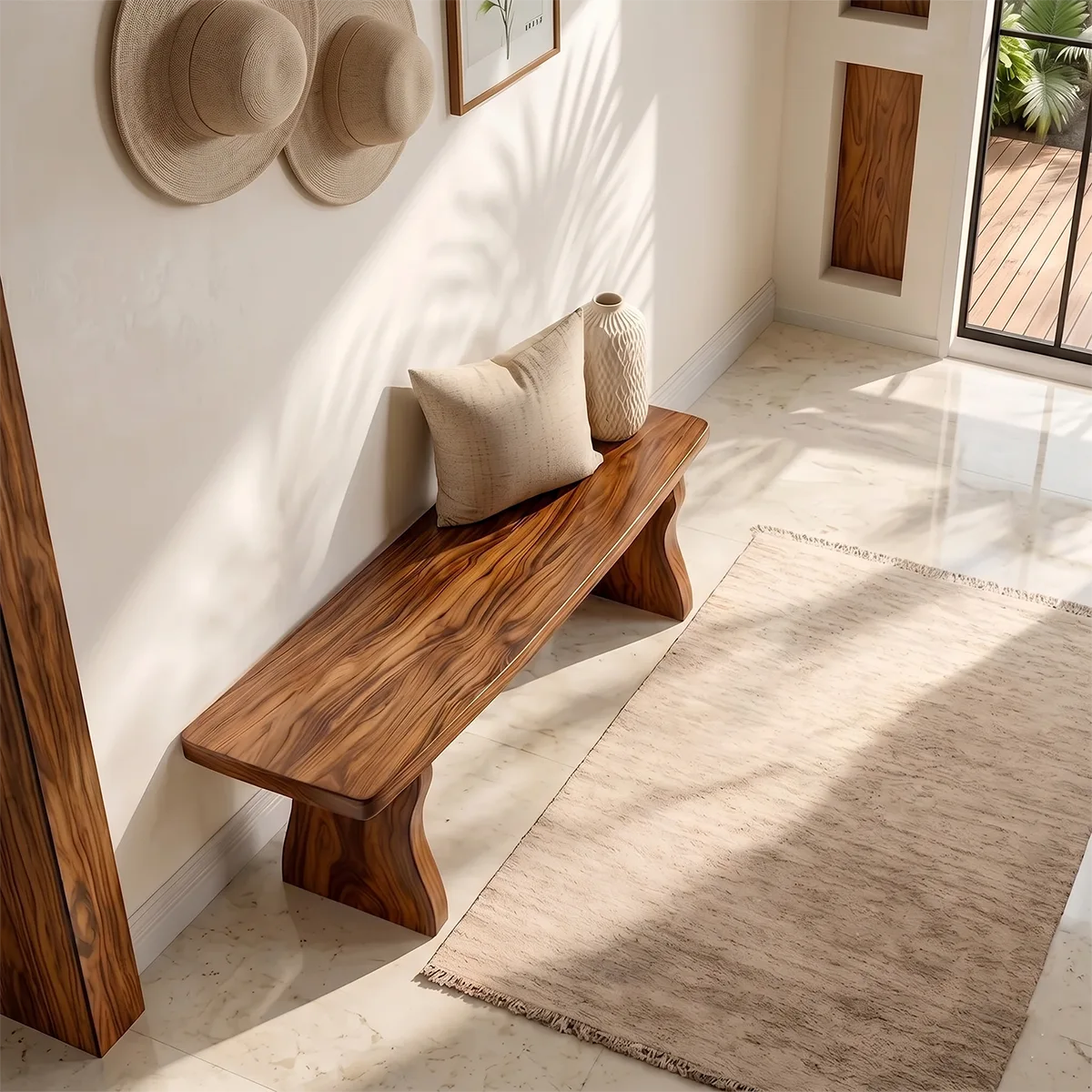 Minimalist Solid Wood Entryway Bench for Modern Hallway and Contemporary Living Spaces