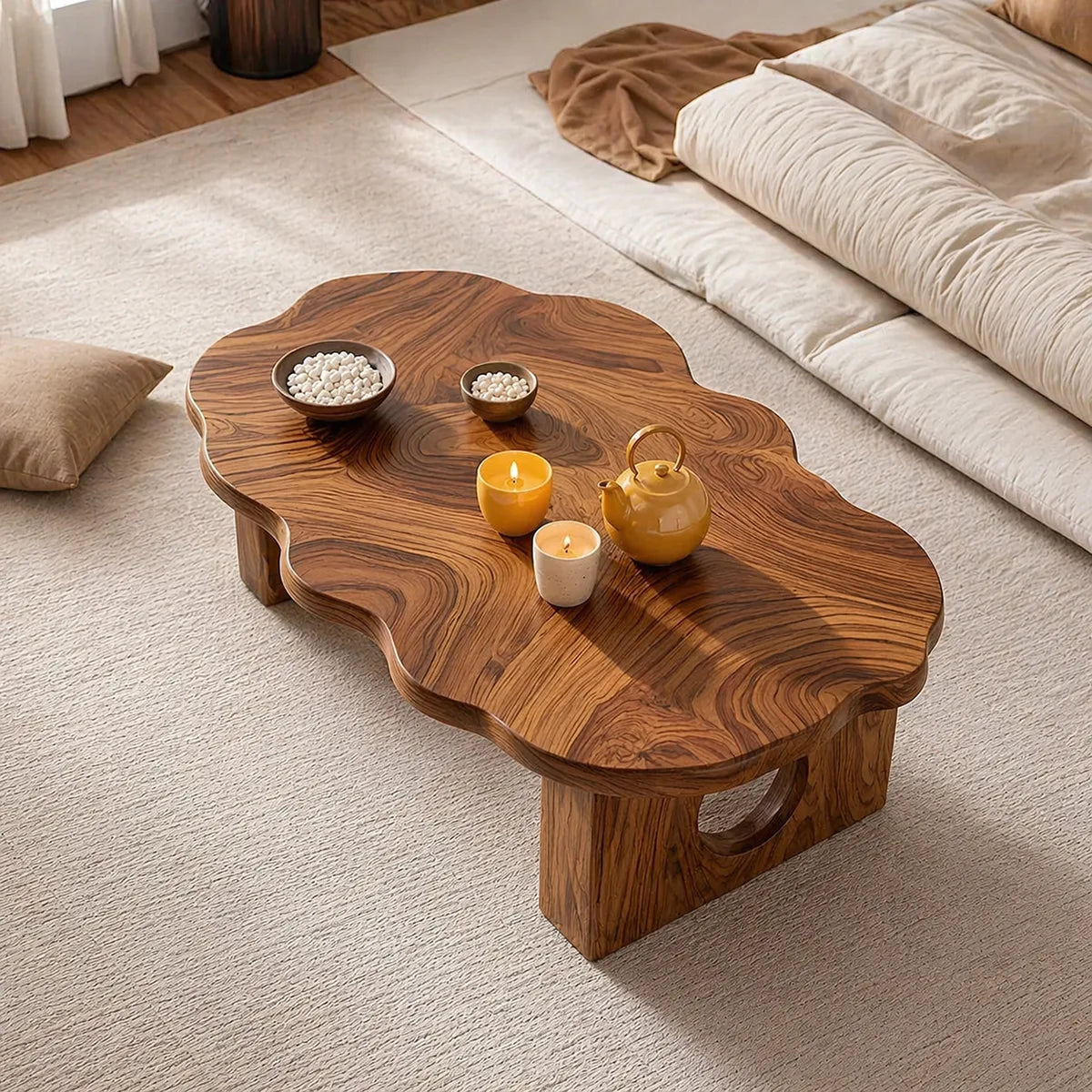 Modern Solid Wood Organic Low Floor Table