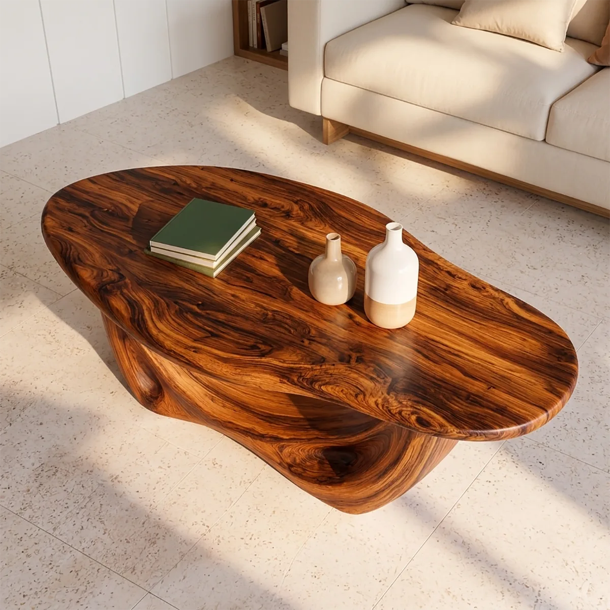 Sculptural Oval Coffee Table with Curved Loop Base | Organic Modern Living Room Center Table TT006-6OIS5KS