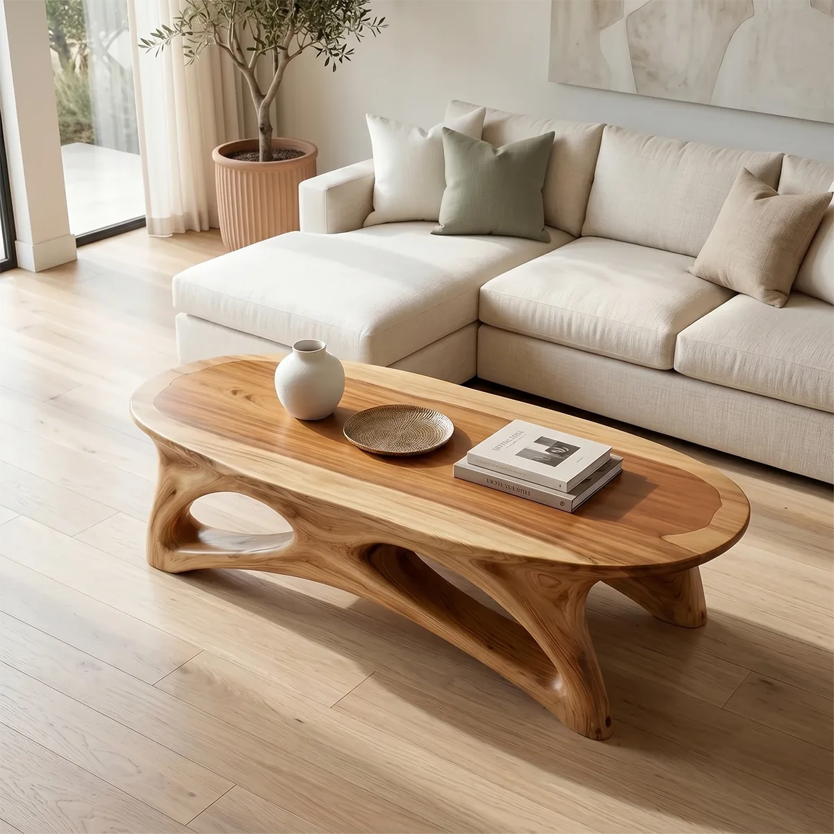 Organic Solid Wood Coffee Table – Sculptural Modern Design TH003-7847