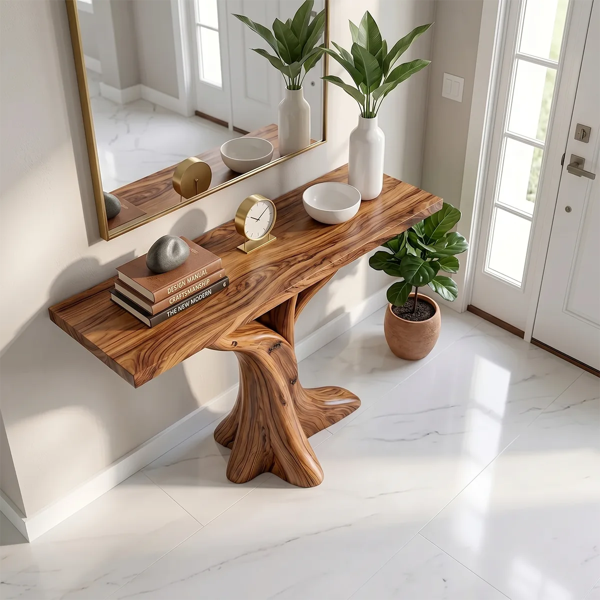 Natural Wood Console Table | Modern Entryway Hallway Table