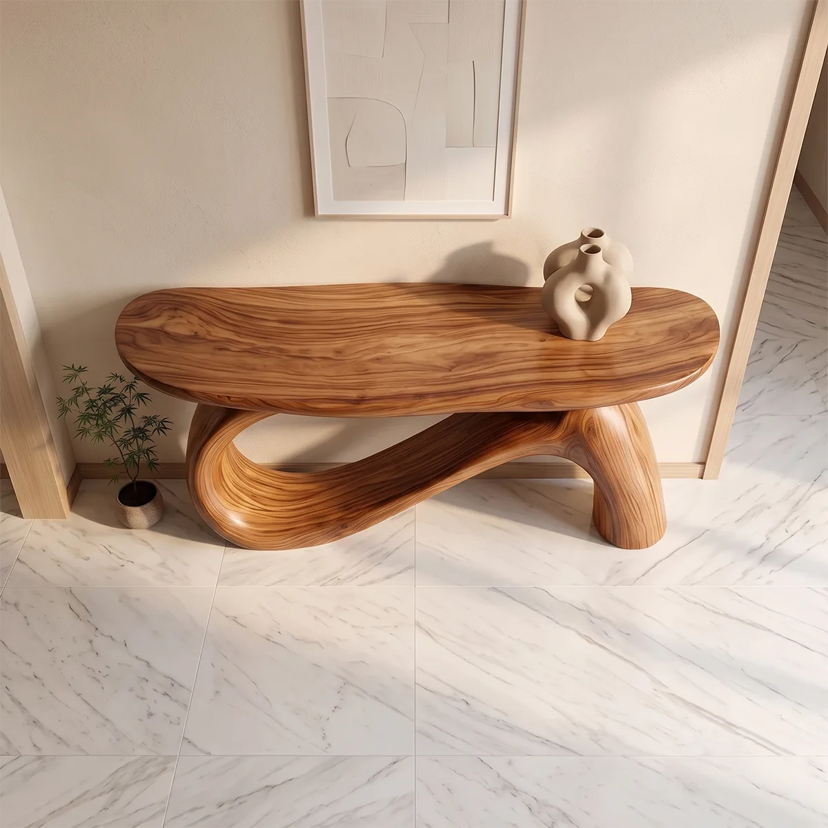 Modern Sculptural Console Table | Organic Entryway Hallway Accent Table TH003-2701