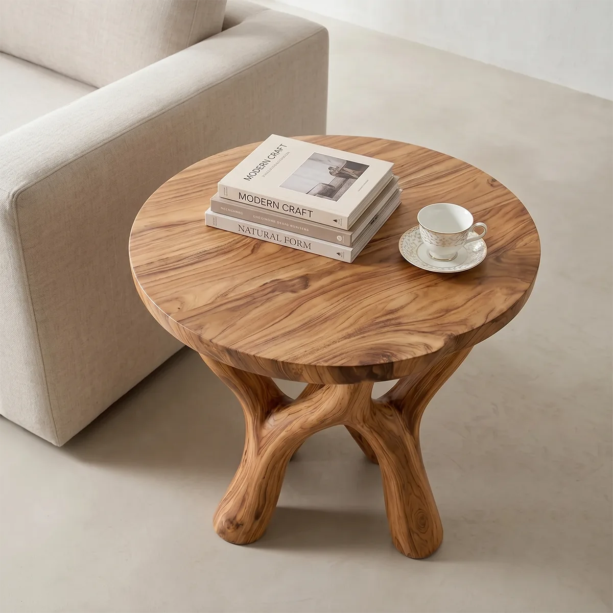 HandcraftedBranching Solid Wood Side Table | Sculptural End Table TH003-1117