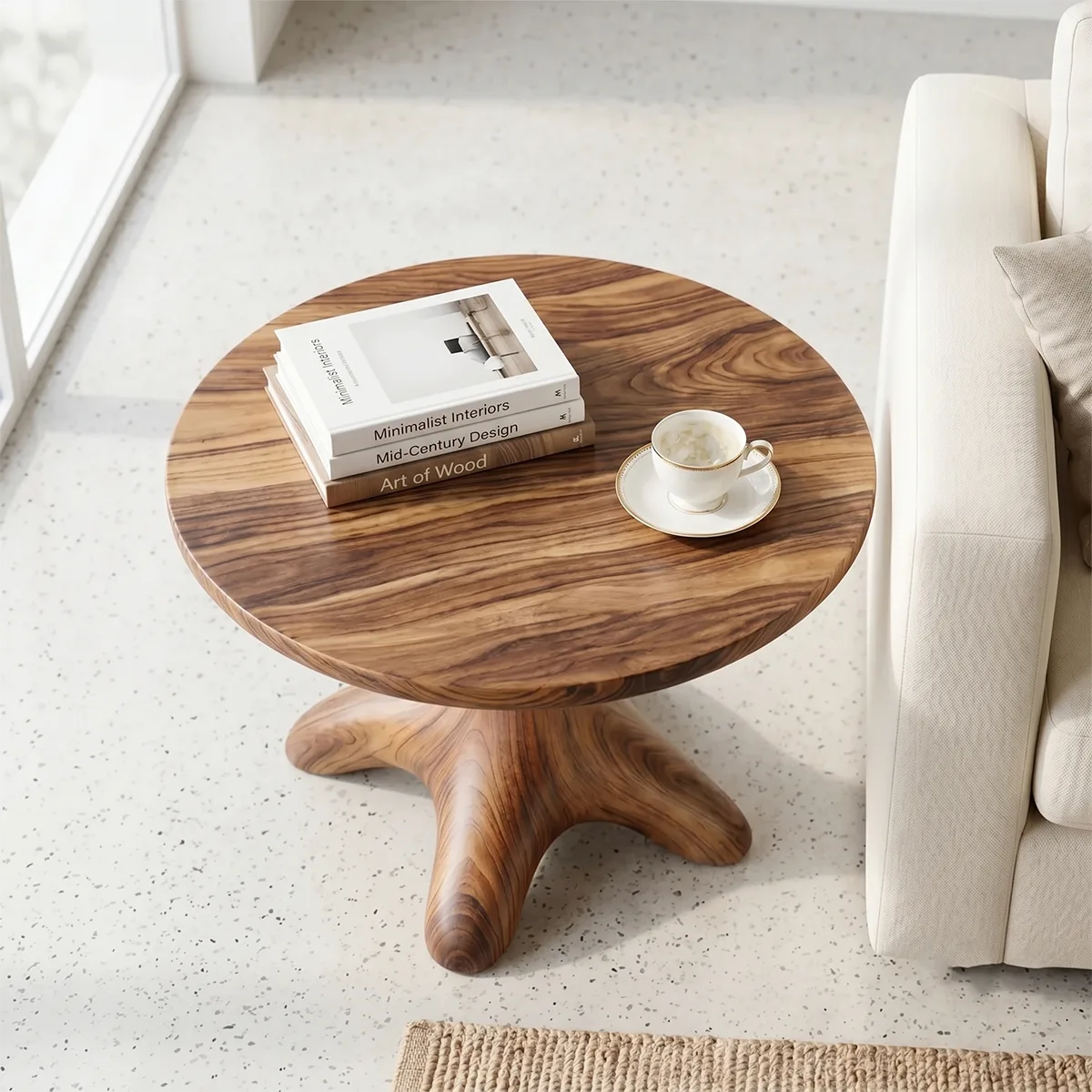 Solid Wood Root Pedestal Side Table | Organic End Table TH003-1660