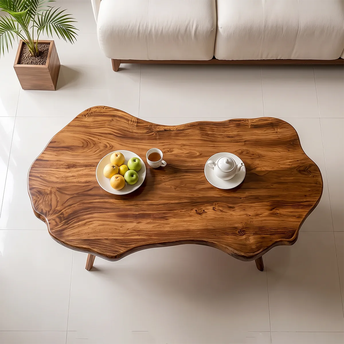 Modern Live Edge Coffee Table | Organic Solid Wood Coffee Table for Living Room TH003-3737