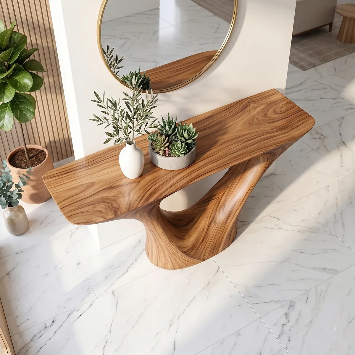 Natural Wood Console Table for Modern Entryway