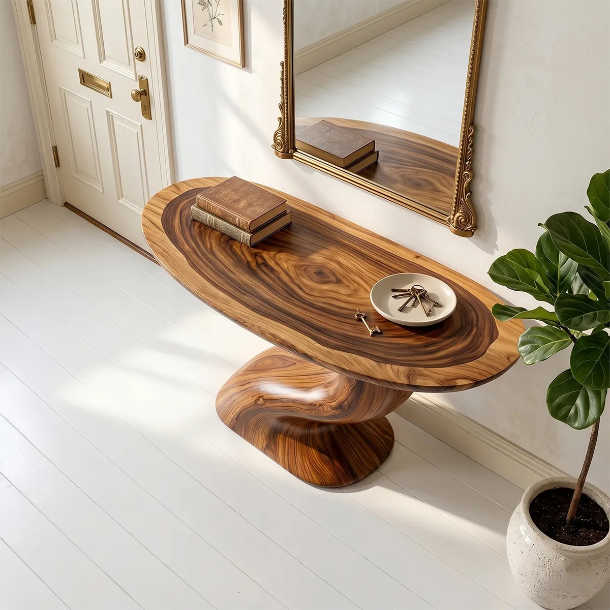 Handcrafted Natural Wood Entryway Console Table