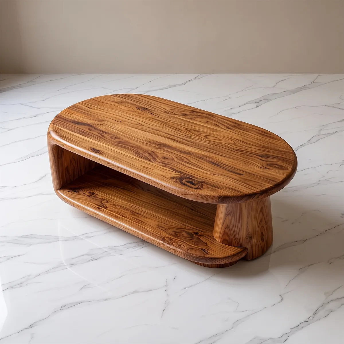 Modern Oval Coffee Table | Open Shelf Center Table for Living Room TH003-1501