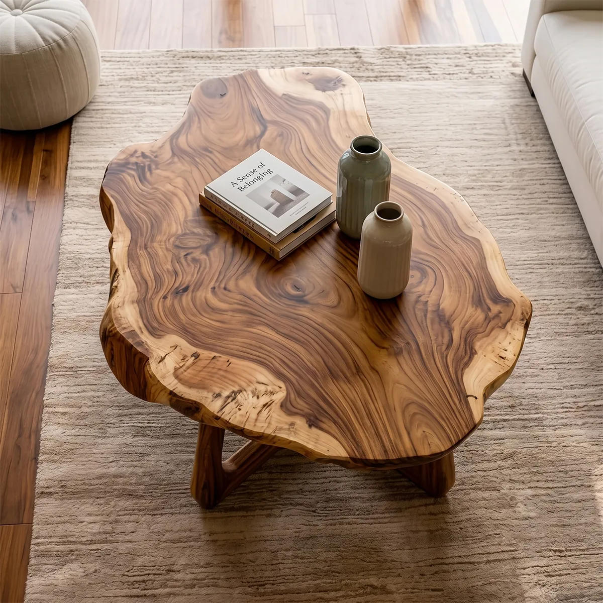 Live Edge Solid Wood Coffee Table – Organic Modern Design TH003-3977