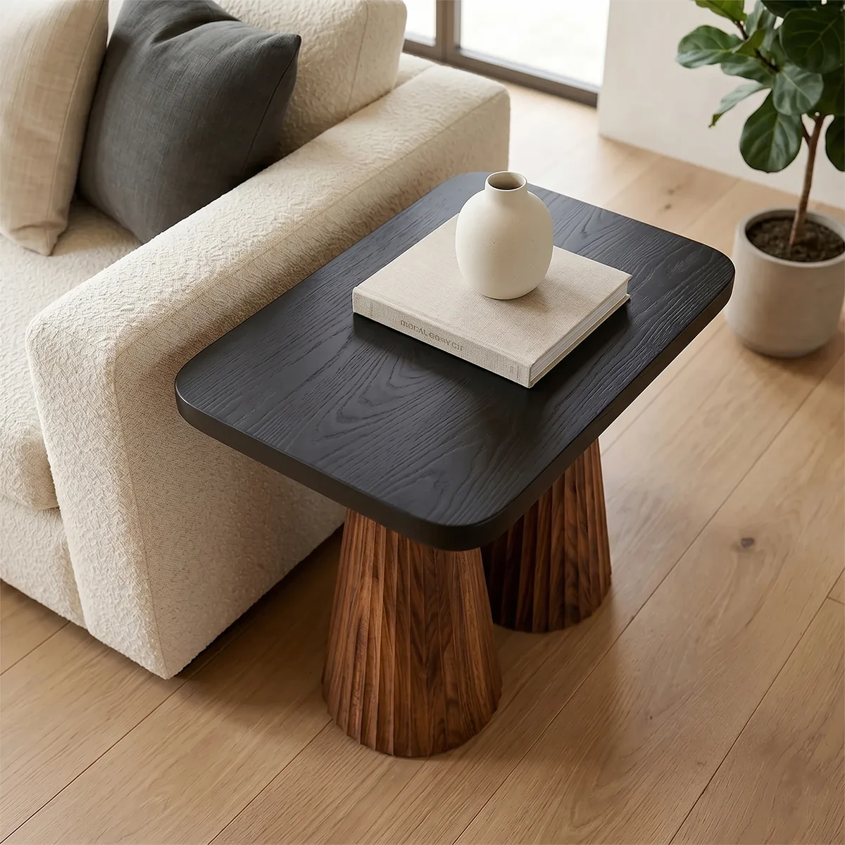Modern Solid Wood End Table | Sculptural Side Table for Living Room & Bedroom TH003-6269