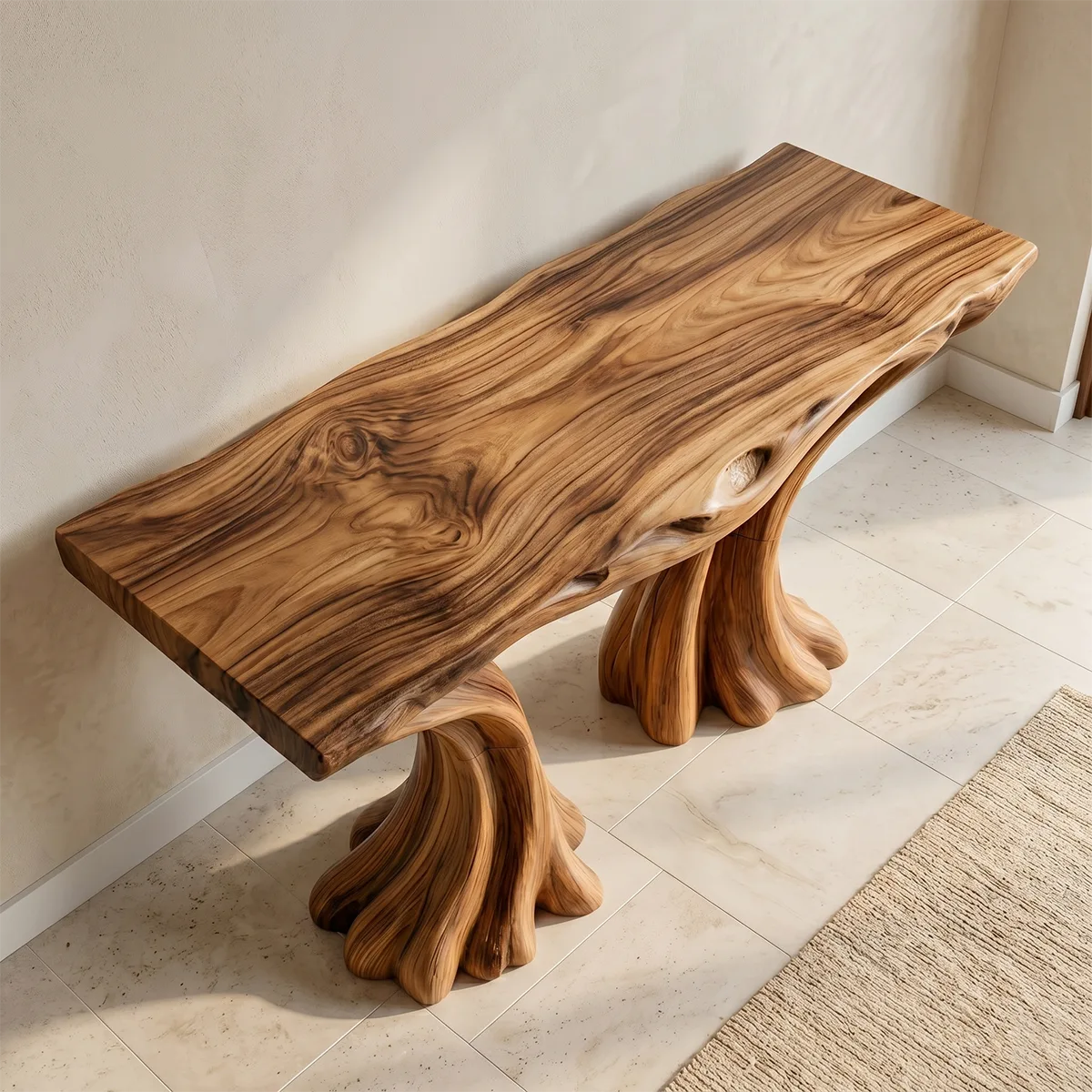 Natural Solid Wood Console Table – Modern Entryway Table