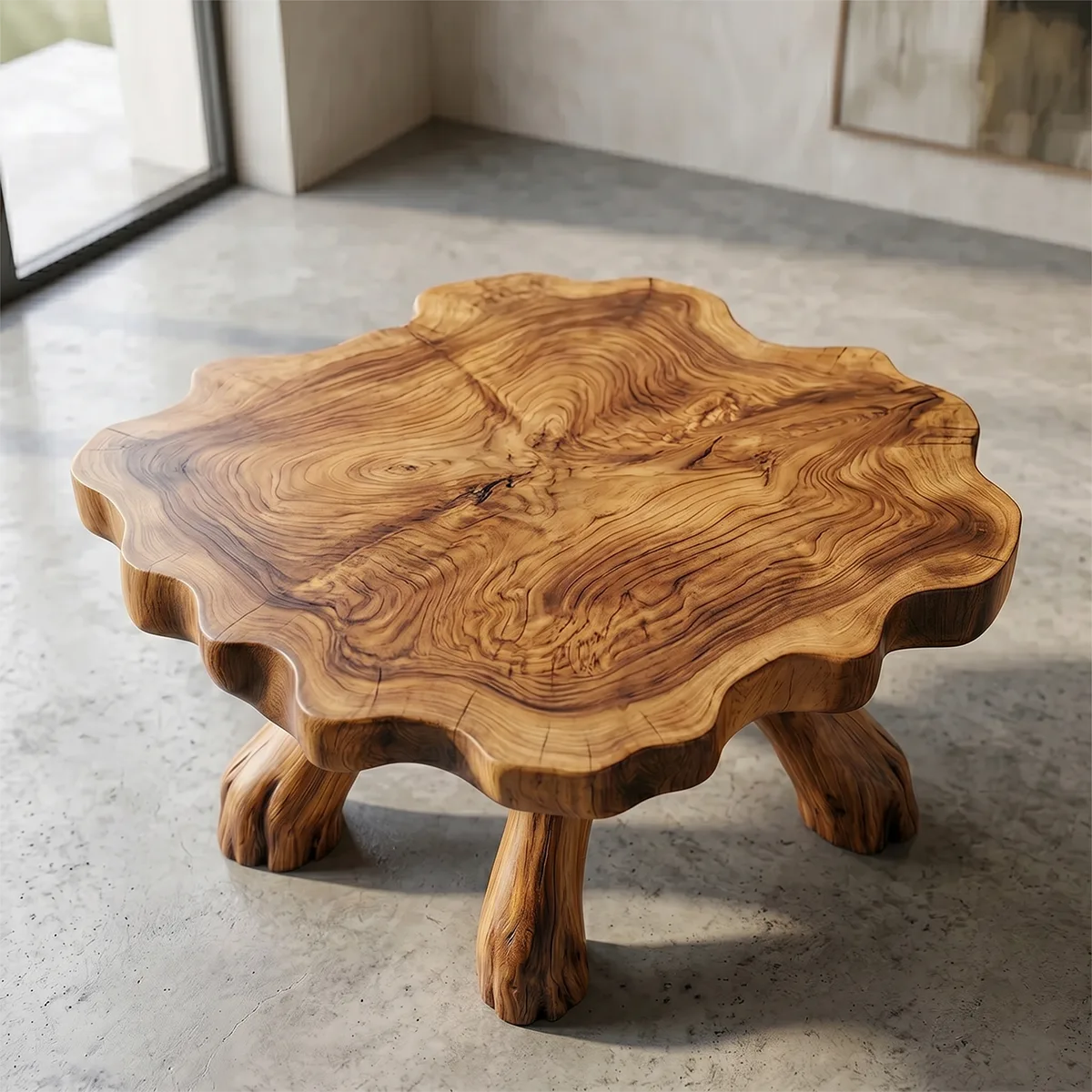 Sculptural Solid Wood Coffee Table with Tree Root Legs TH003-3728