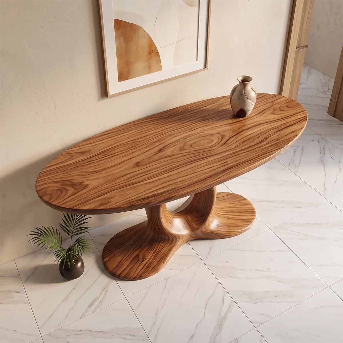 Modern Organic Console Table | Sculptural Entryway Table with Open Pedestal Base TH003-4010
