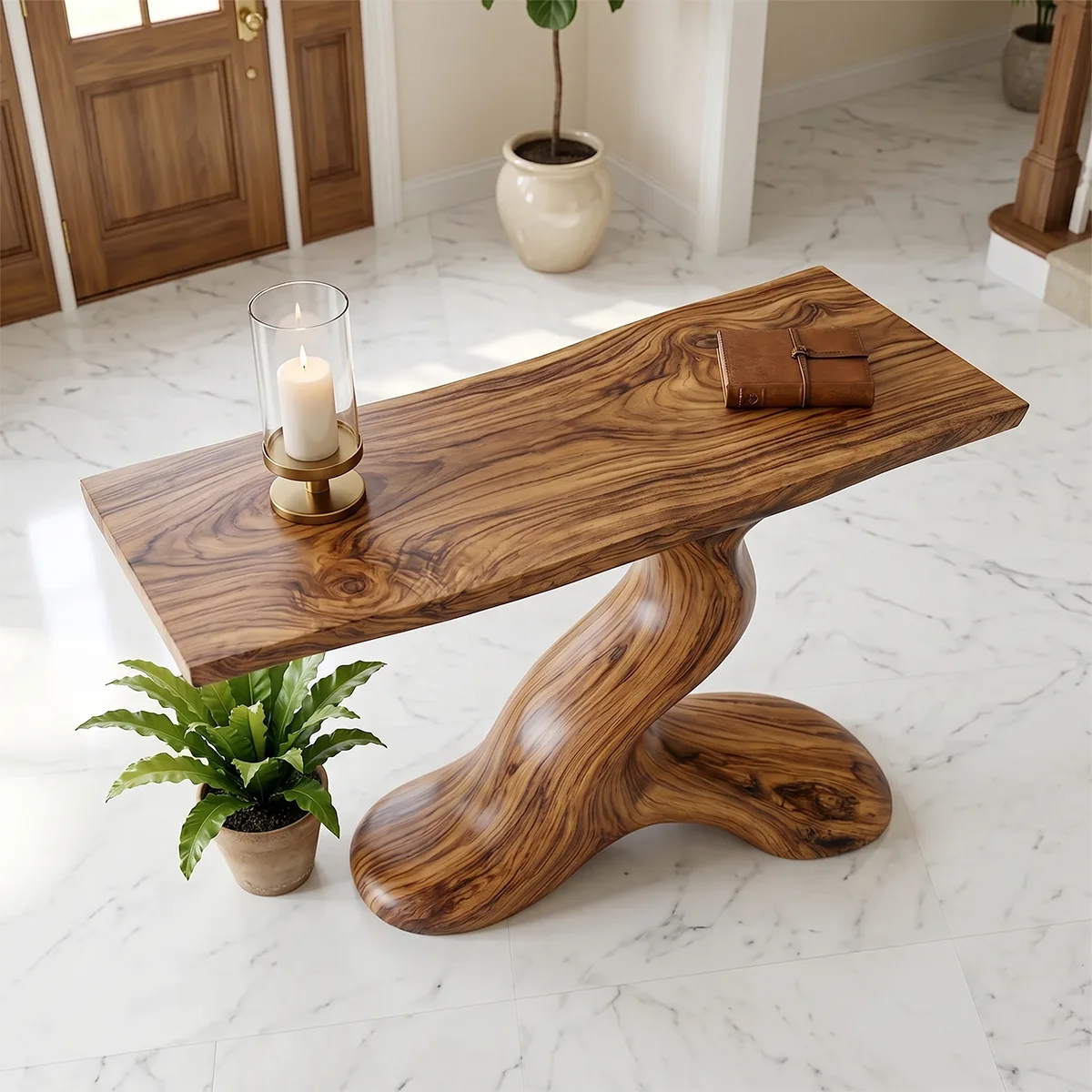 Luxury Solid Wood Console Table | Sculptural Entryway Table