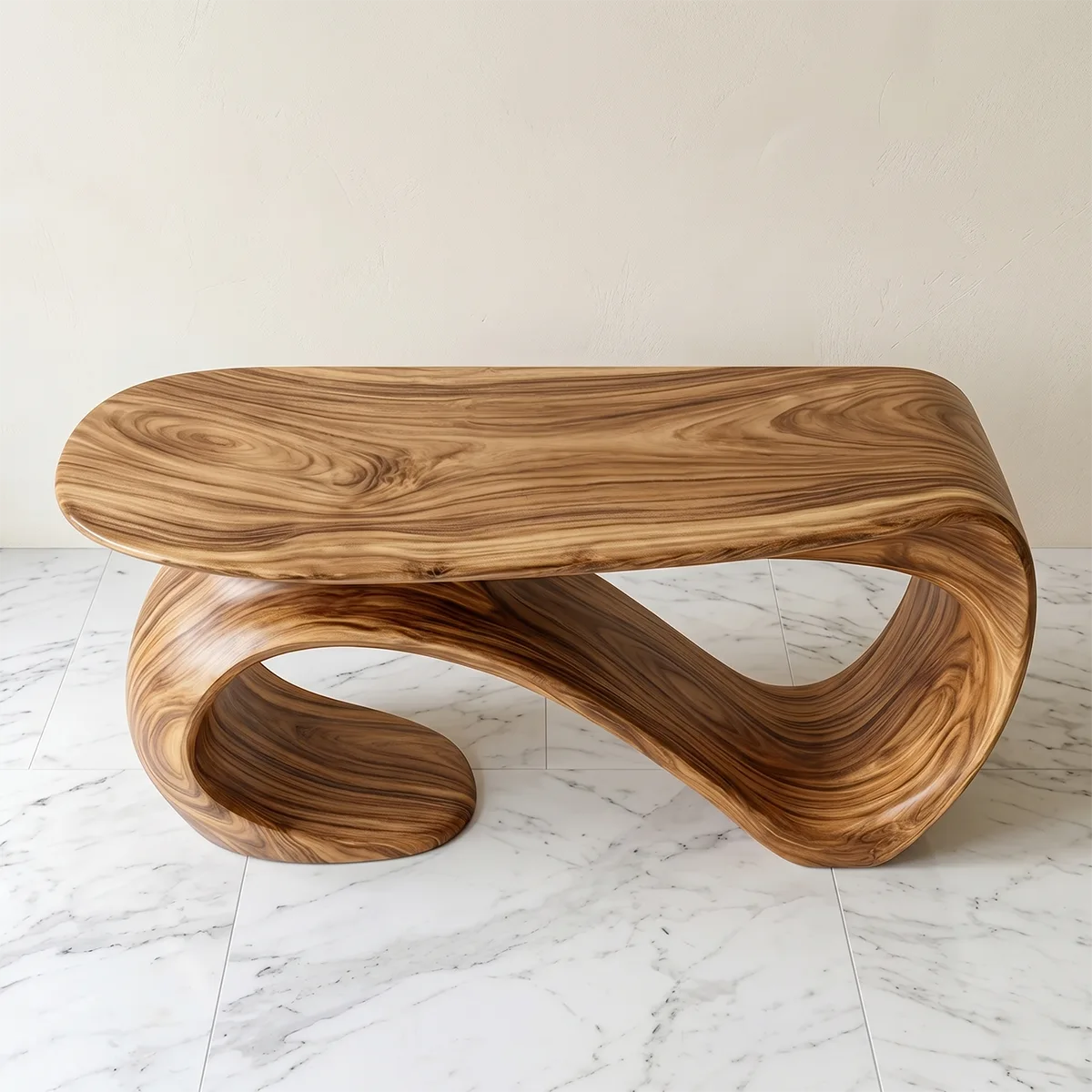 Artistic Solid Wood Entryway Table with Sculptural Design