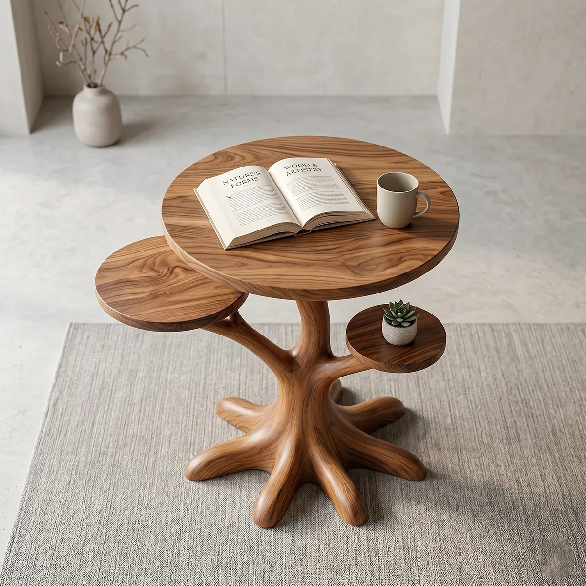 Handcrafted Solid Wood Tree End Table – Sculptural Organic Side Table for Living Room TH003-2029