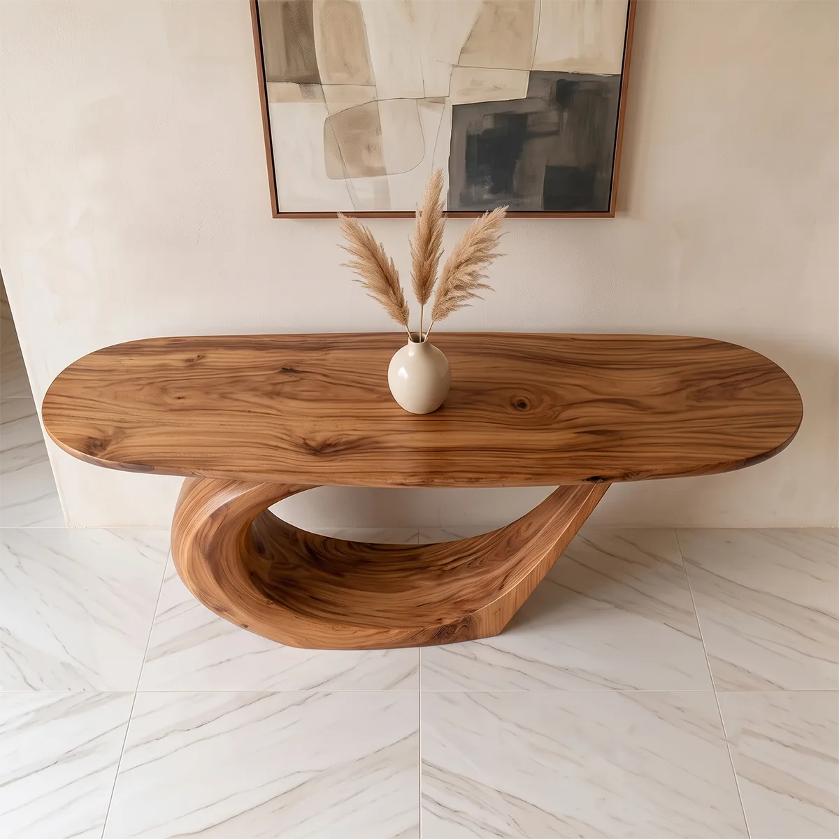 Modern Organic Console Table | Sculptural Entryway Console with Curved Loop Base TH003-9331