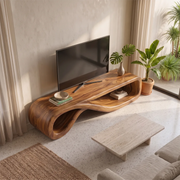 Sculptural Curved TV Stand with Open Storage | Modern Low Profile Entertainment Console TH003-7MDL5CO