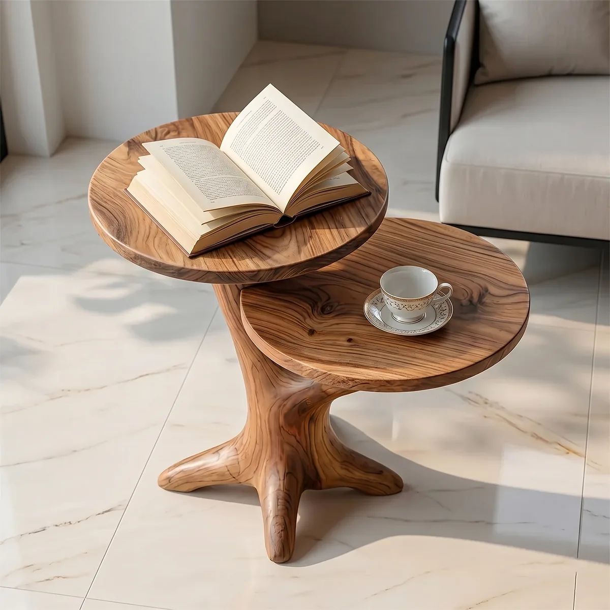 Handcrafted Solid Wood Tree End Table – Sculptural Organic Side Table TH003-3947