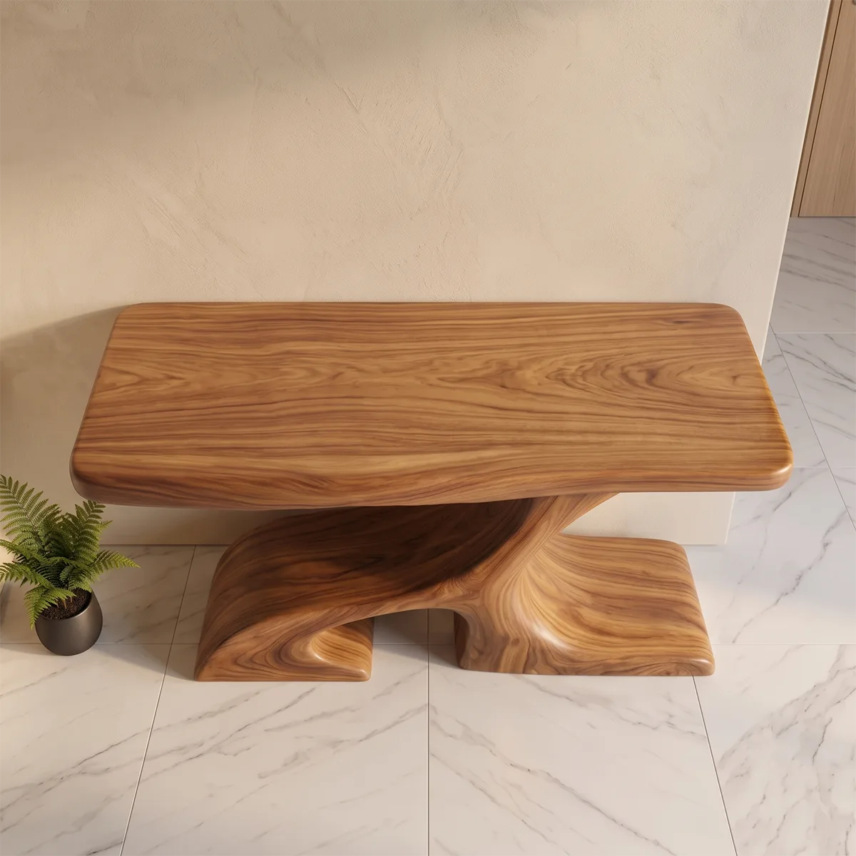 Modern Sculptural Wooden Console Table | Organic Entryway Hallway Sofa Table TH003-7952