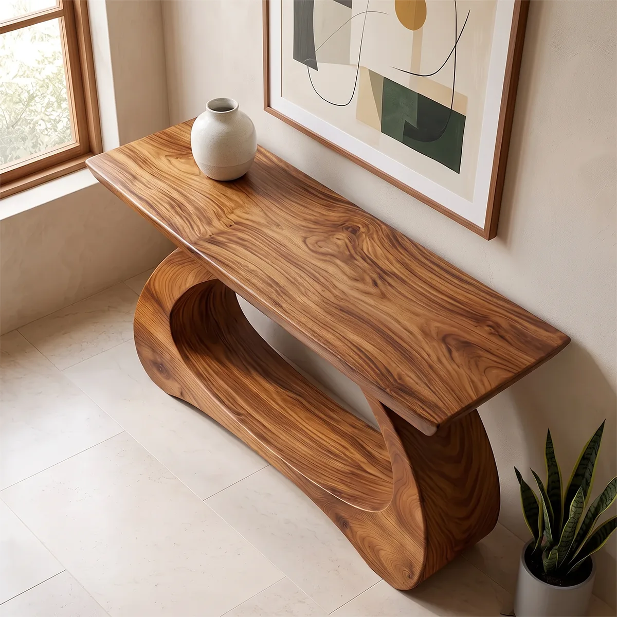 Modern Organic Console Table | Sculptural Entryway Hallway Sofa Table TH003-2093