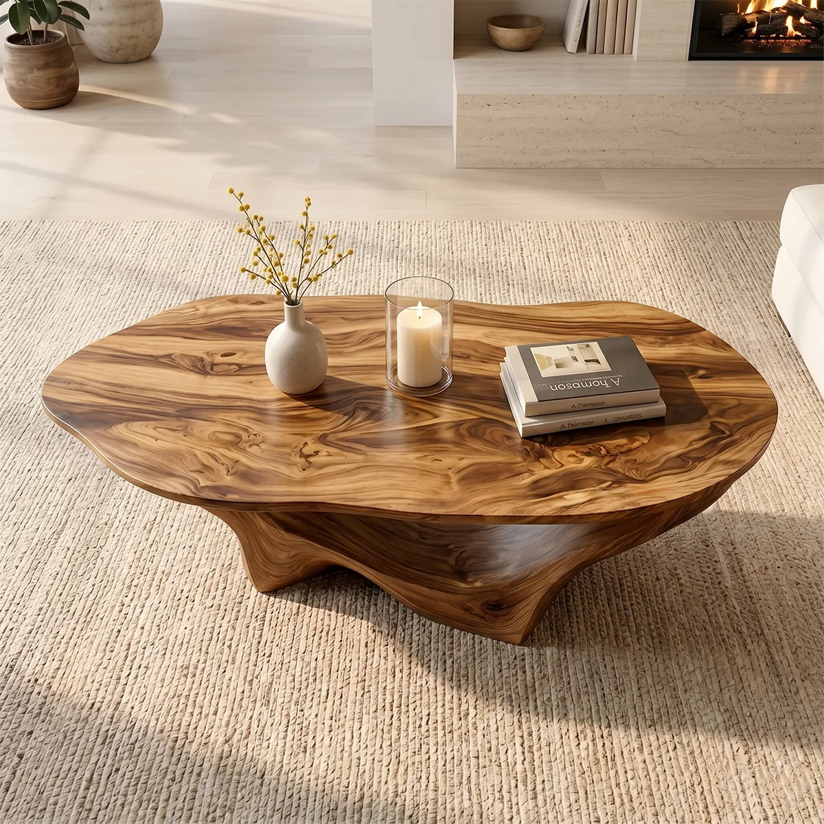 Organic Solid Wood Coffee Table – Sculptural Modern Design TH003-9719