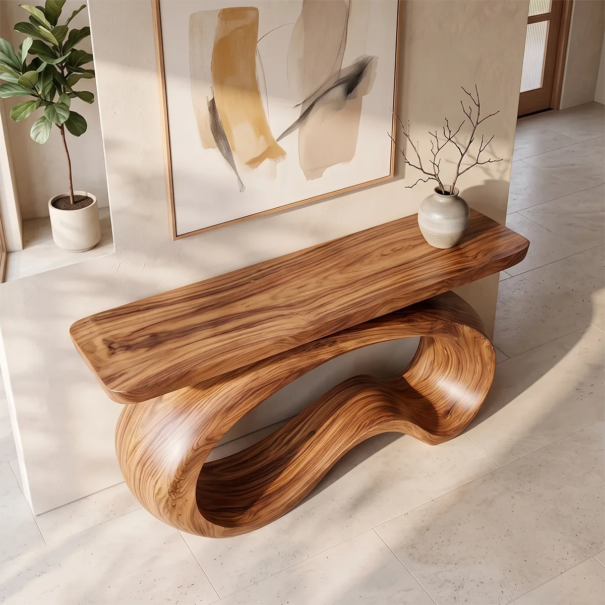 Modern Organic Console Table | Sculptural Entryway Hallway Accent Table TH003-5428