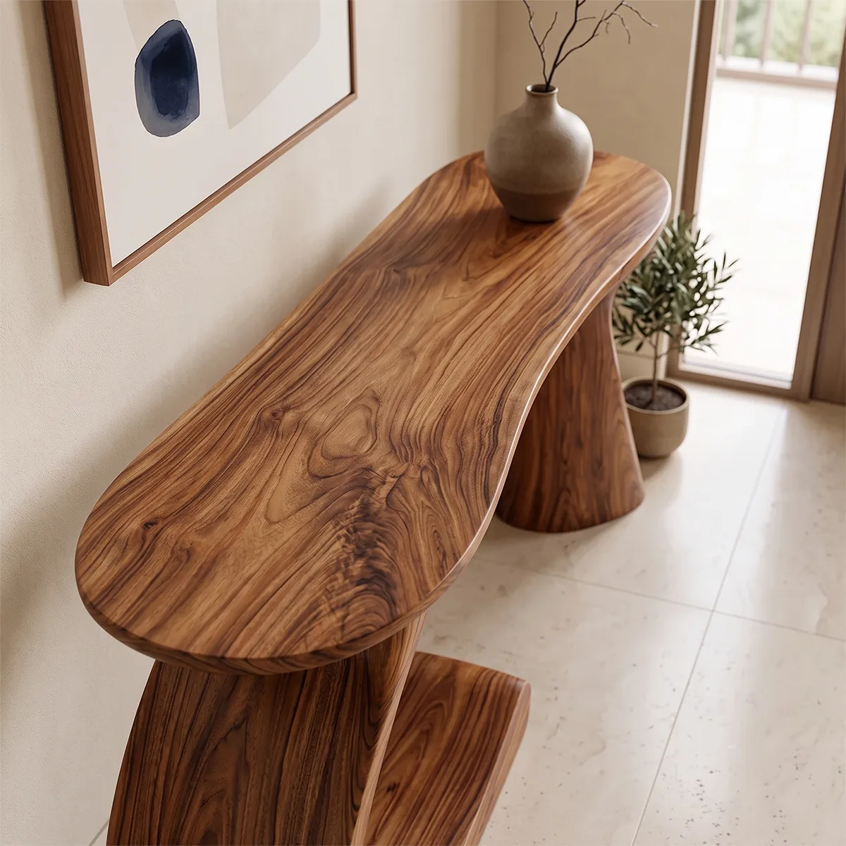 Modern Organic Console Table | Sculptural Entryway Hallway Accent Table TH003-9208
