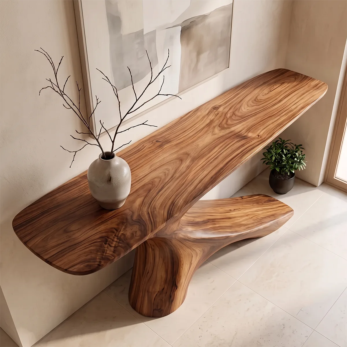 Modern Organic Console Table | Sculptural Entryway Hallway Accent Table TH003-5210