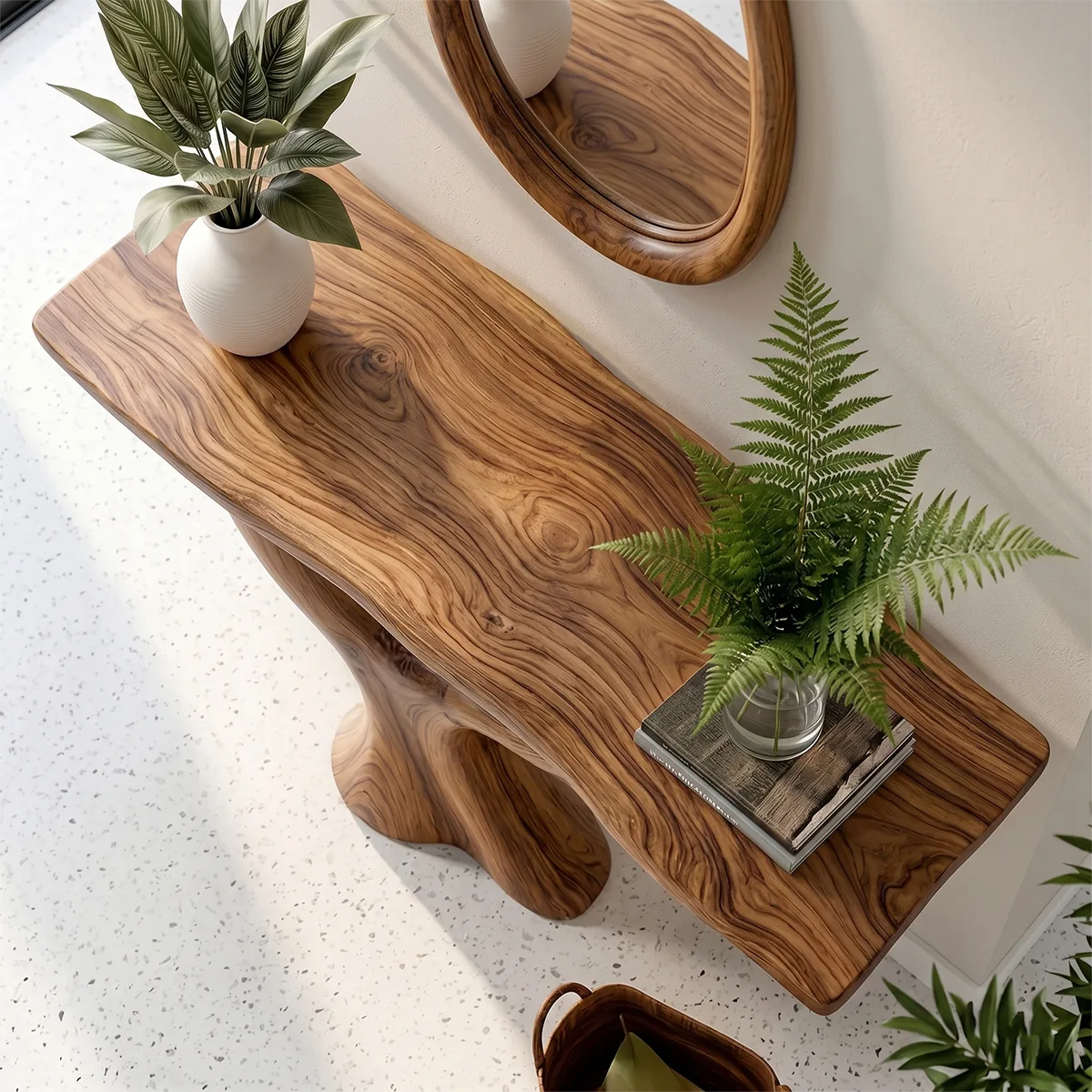 Organic Modern Wood Console Table | Sculptural Entryway Table