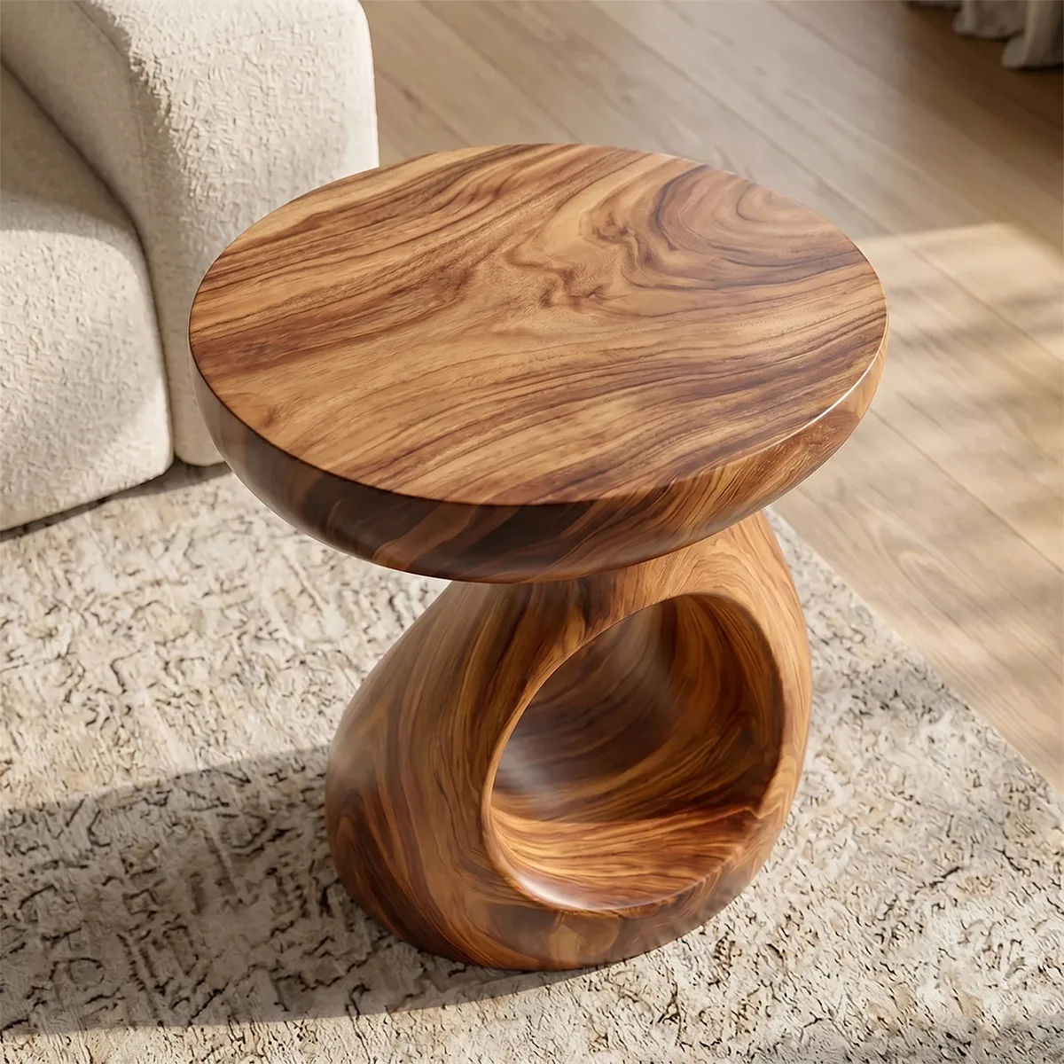 Organic Hourglass End Table with Sculptural Open-Center Design TH003-9772