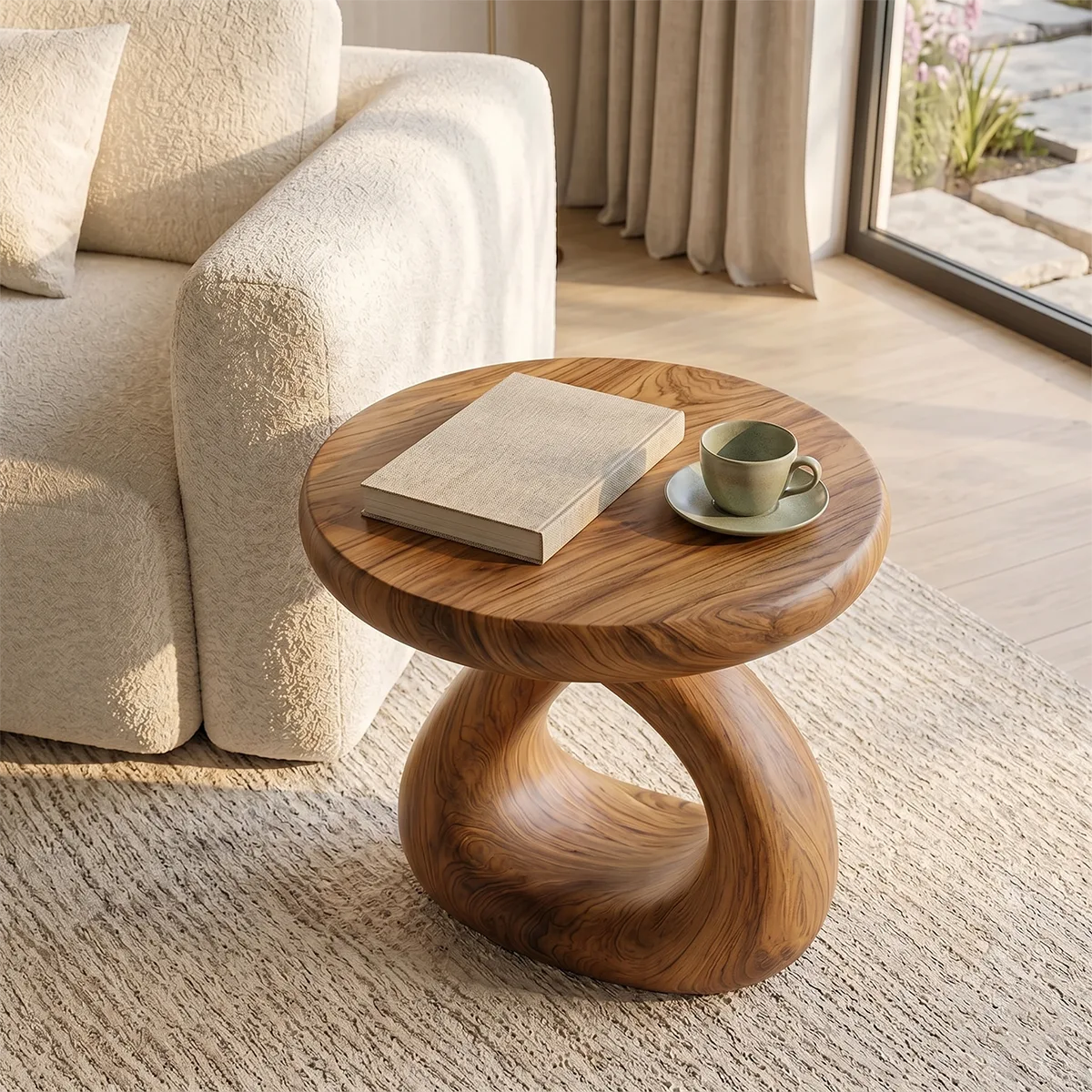Sculptural Loop End Table with Organic Modern Silhouette TH003-7711
