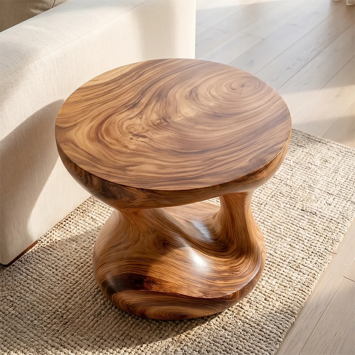 Organic Sculptural End Table with Fluid Open-Center Design TH003-2907