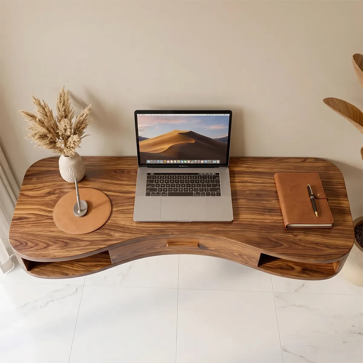 Curved Floating Desk | Modern Wall Mounted Home Office Desk TH003-1100