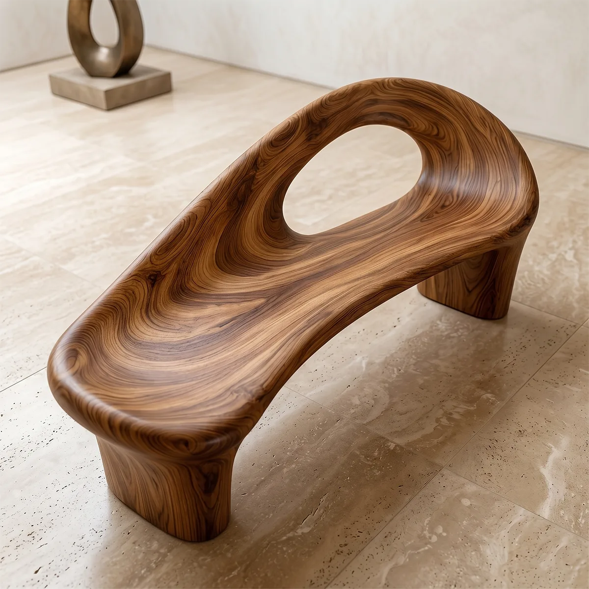 Contemporary Organic Outdoor Bench with Flowing Sculptural Form TH003-7210