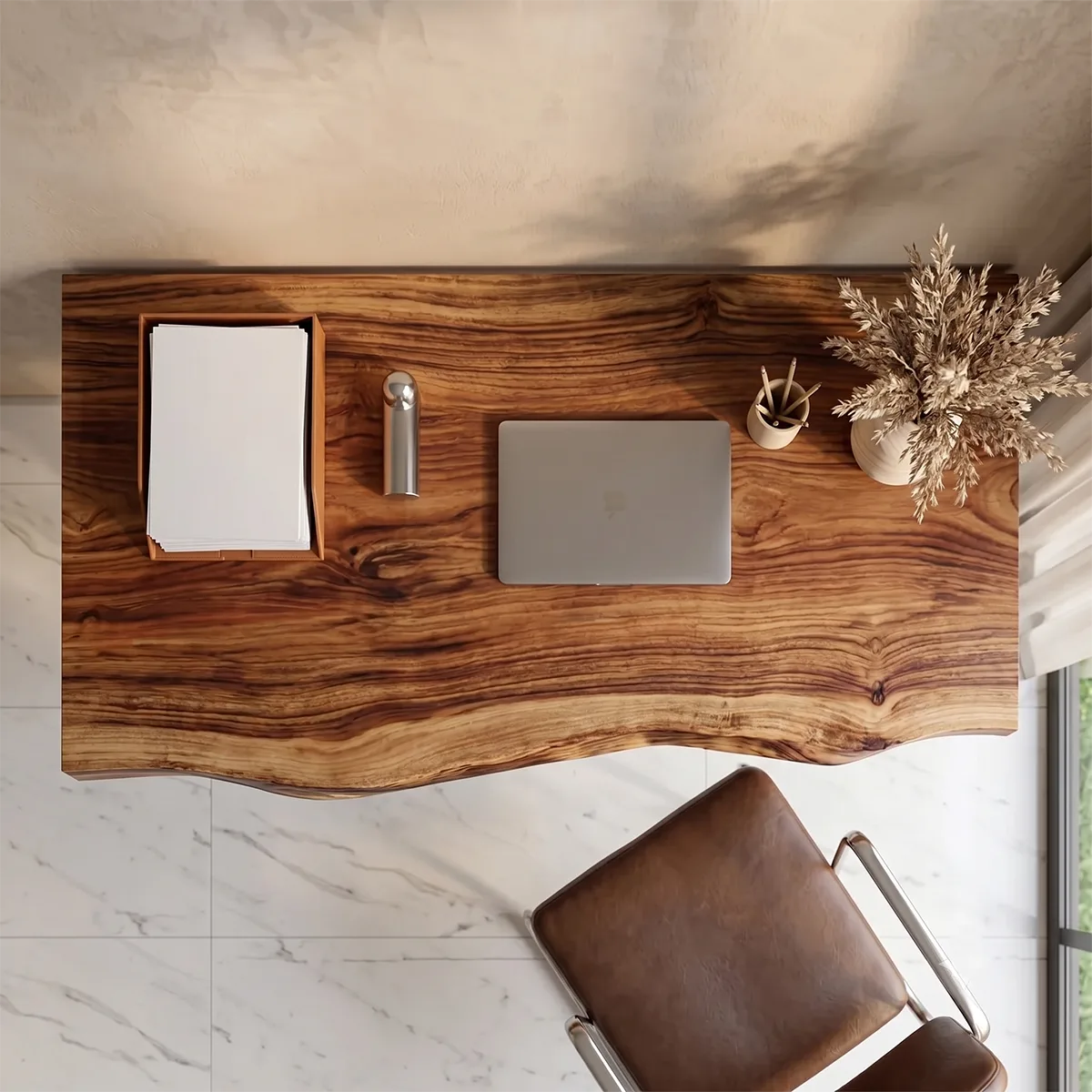 Live Edge Floating Desk | Modern Wall Mounted Home Office Desk TH003-4186