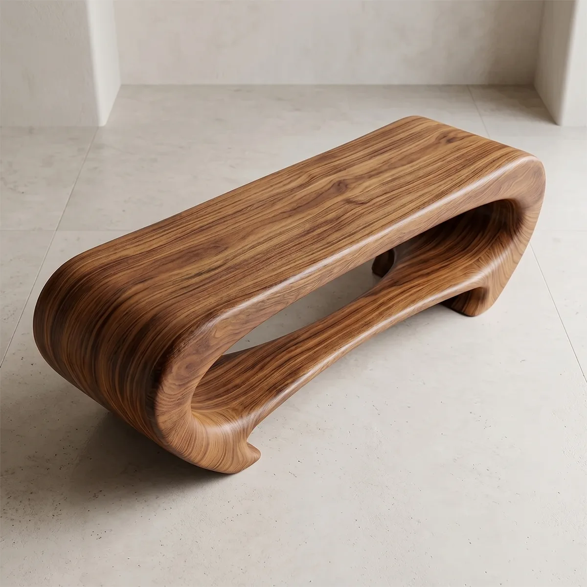 Organic Waterfall Console Bench, Sculptural Modern Entryway Seating TH003-2097