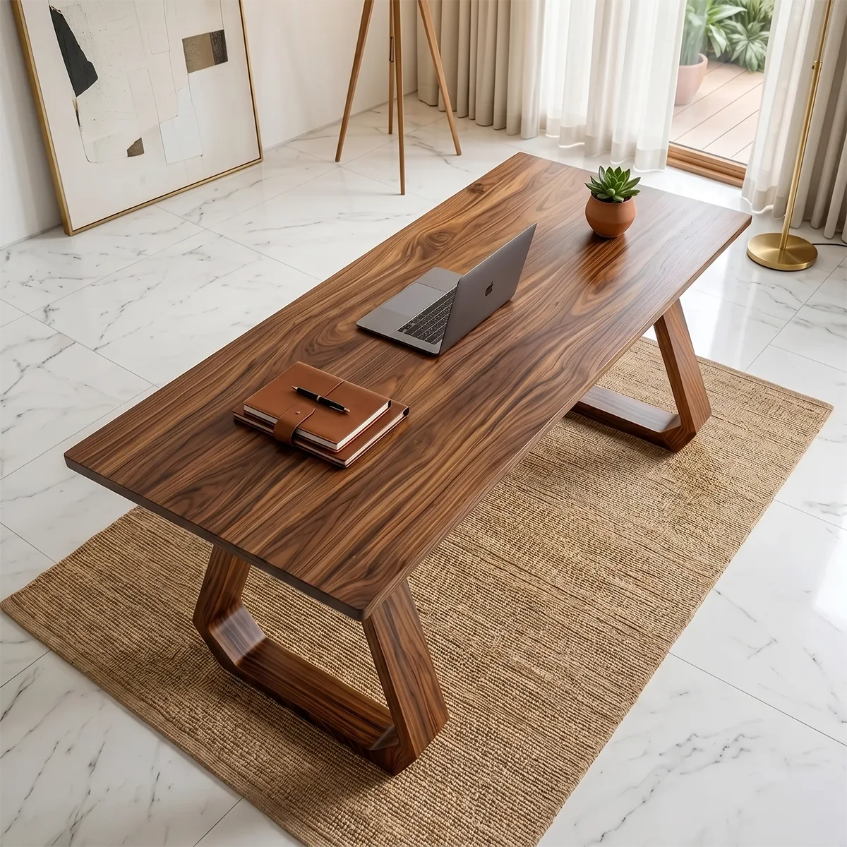 Modern Executive Desk | Geometric Contemporary Office Desk TH003-6396