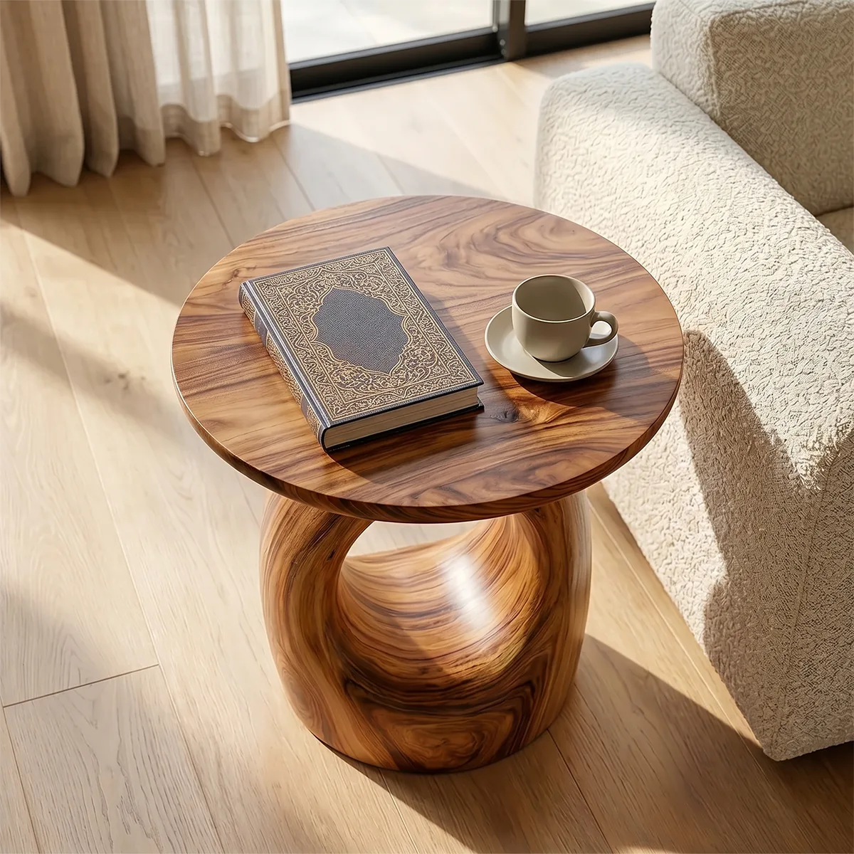 Organic Hollow End Table, Modern Sculptural Side Table for Living Room TH003-7576