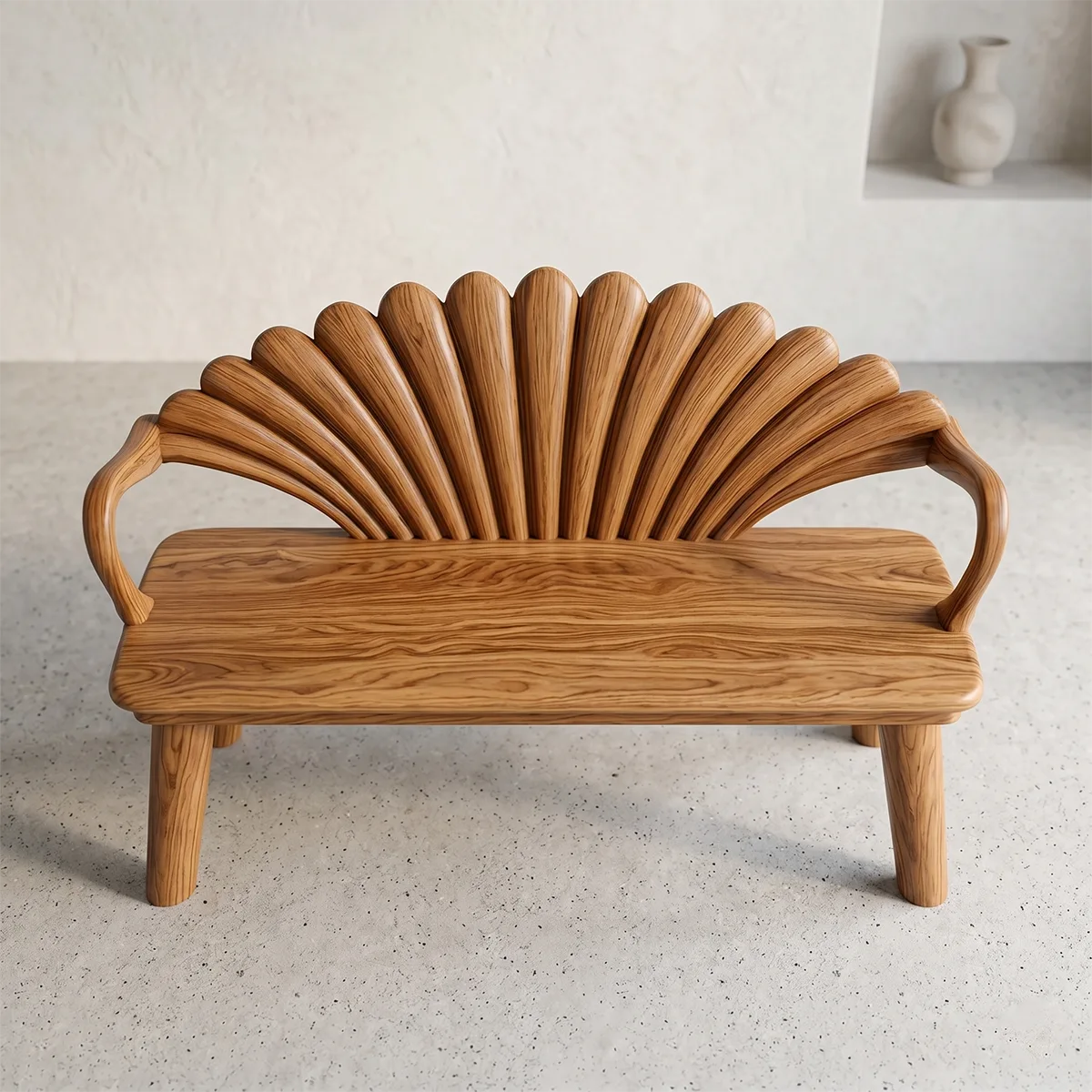 Decorative Fan Shell Bench with Artistic Sculptural Backrest TH003-9079